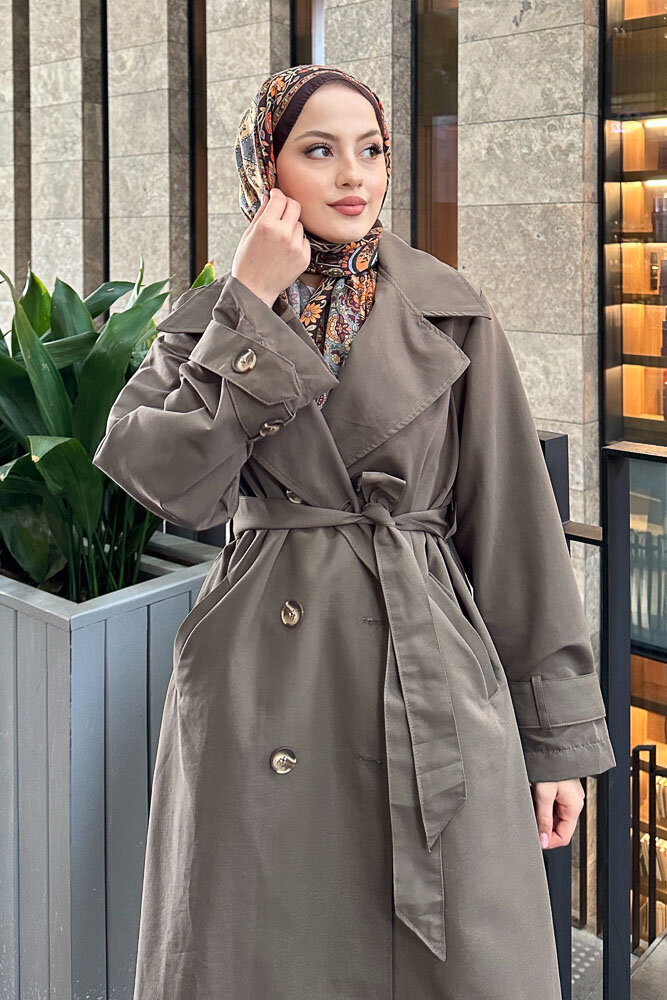 Arka Pile Detaylı Trençkot - Haki - HENZA (2)
