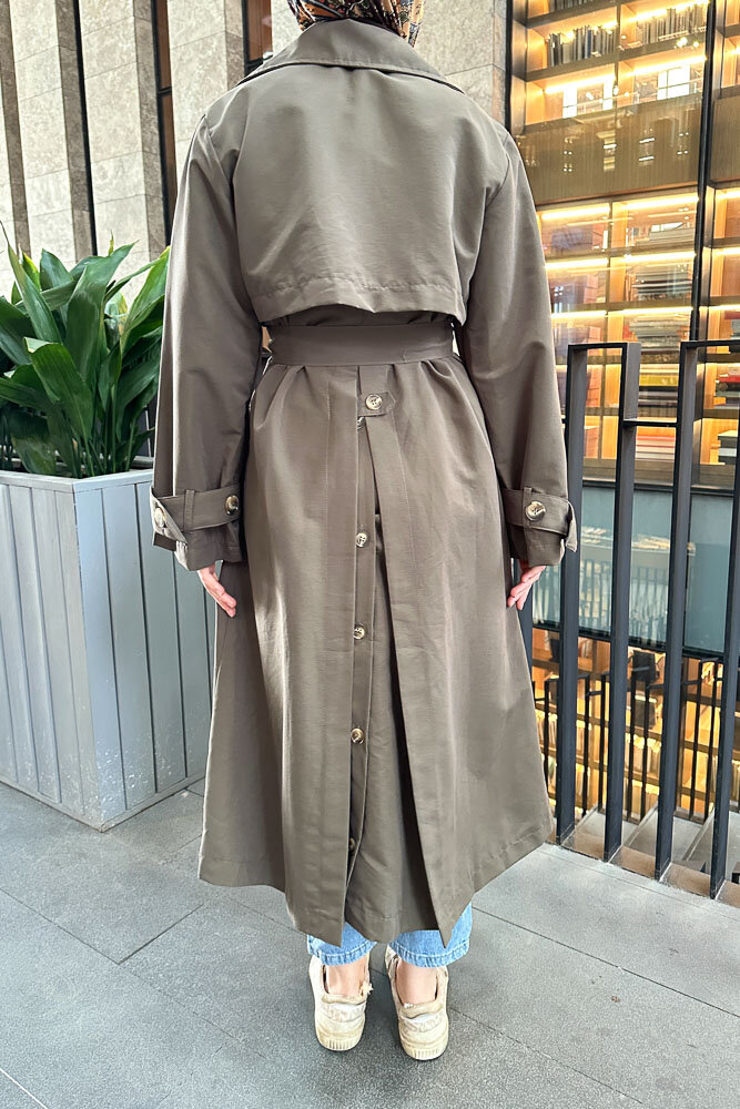 Arka Pile Detaylı Trençkot - Haki - HENZA (1)