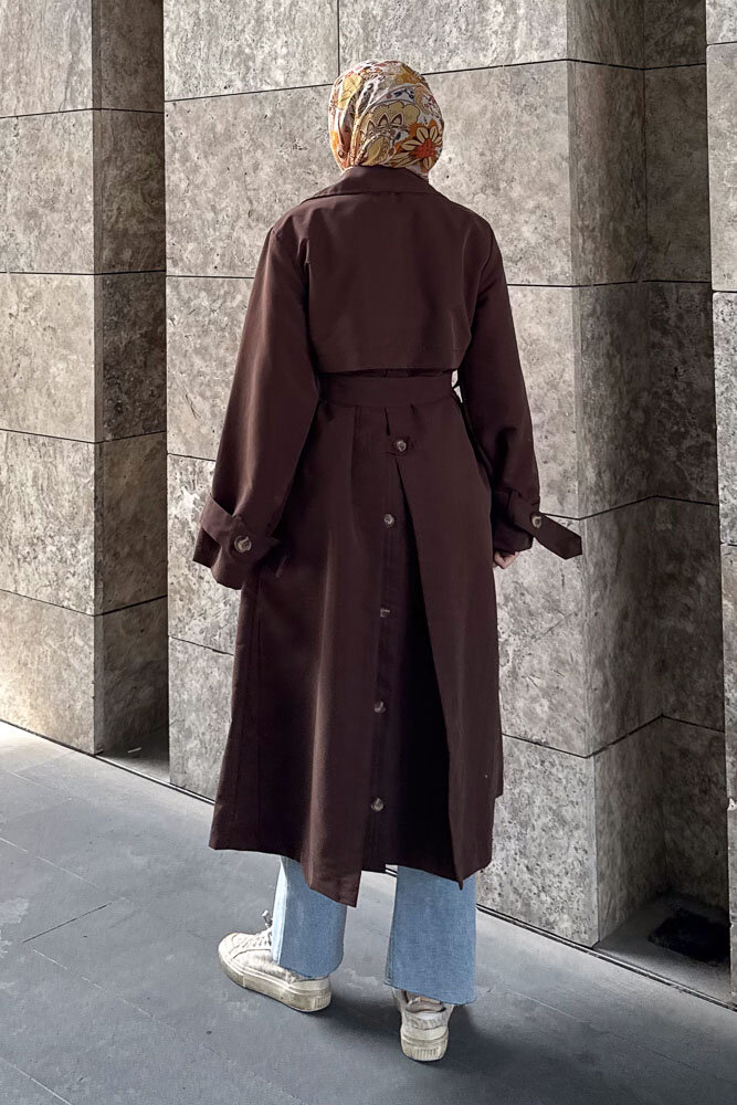 Arka Pile Detaylı Trençkot - Kahverengi - HENZA (1)