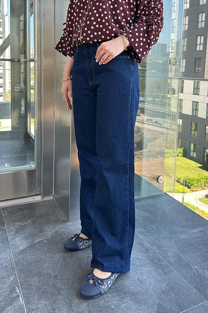 Arven Yüksek Bel Düz Kesim Jean - Lacivert - 4
