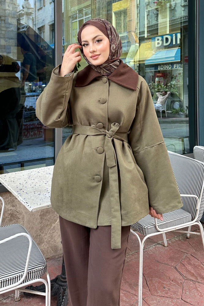 Arwen Kadife Kaban - Haki - 4