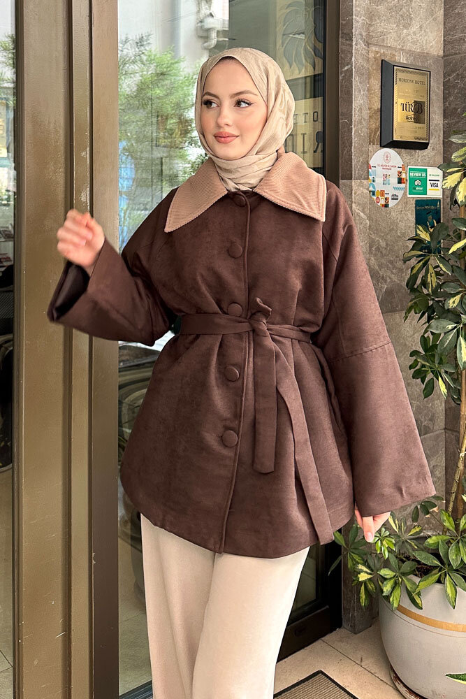 Arwen Kadife Kaban - Kahverengi - HEWES (1)