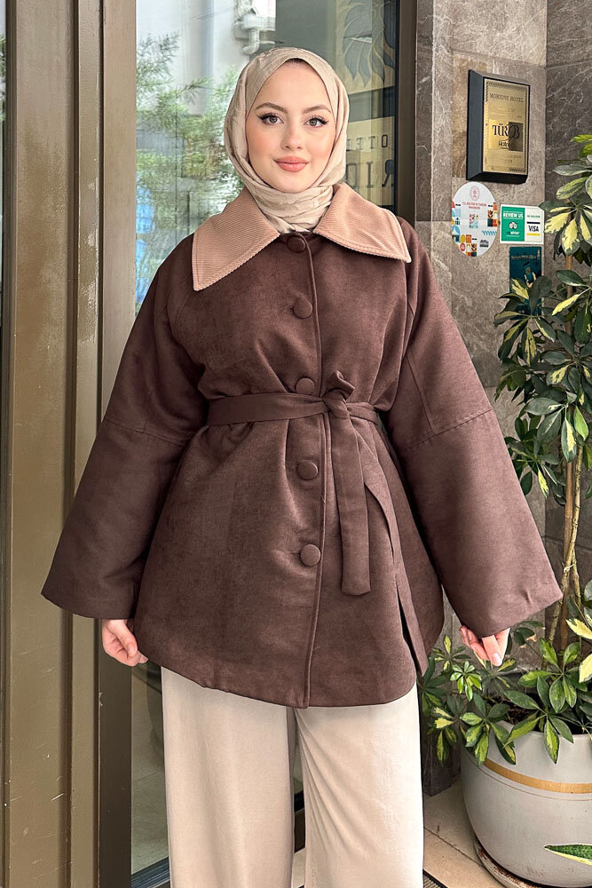 Arwen Kadife Kaban - Kahverengi - 5
