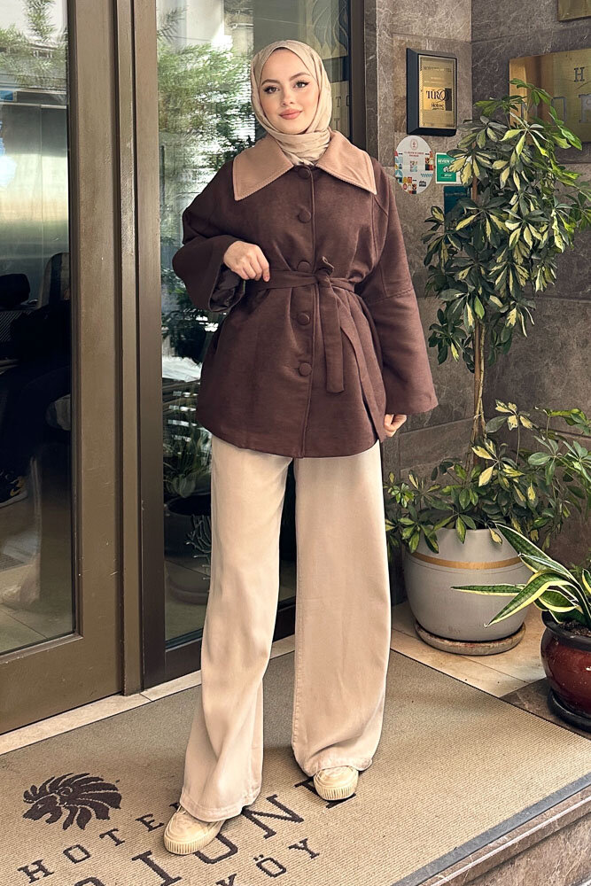Arwen Kadife Kaban - Kahverengi - 7