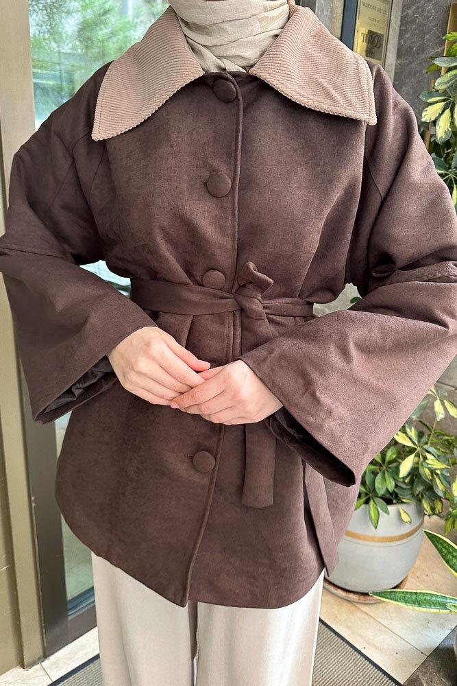 Arwen Kadife Kaban - Kahverengi - HEWES (2)