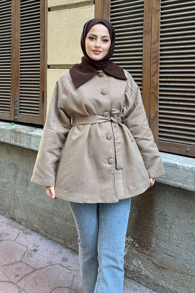 Arwen Kadife Kaban - Vizon - 3
