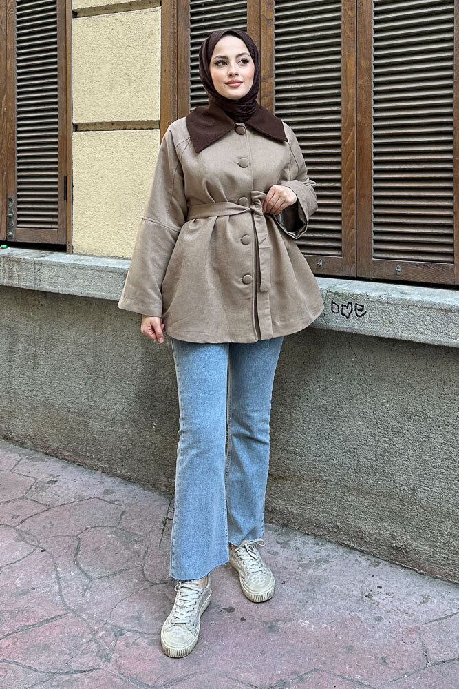 Arwen Kadife Kaban - Vizon - 4