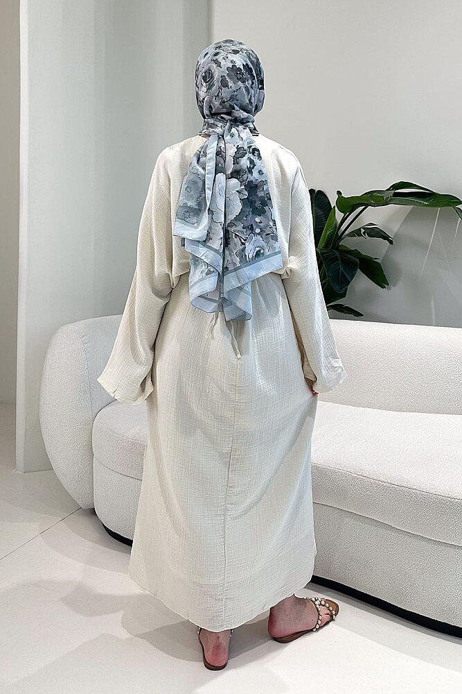 Arya Çapraz Biyeli Elbise - Beyaz - 5