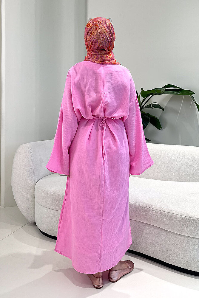 Arya Çapraz Biyeli Elbise - Pembe - ENMA (3)