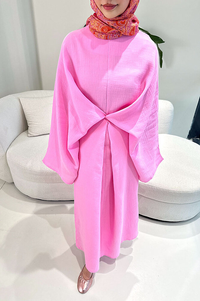 Arya Çapraz Biyeli Elbise - Pembe - 3