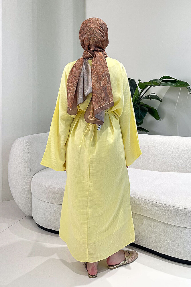 Arya Çapraz Biyeli Elbise - Sarı - 4