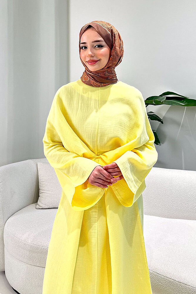 Arya Çapraz Biyeli Elbise - Sarı - ENMA (2)