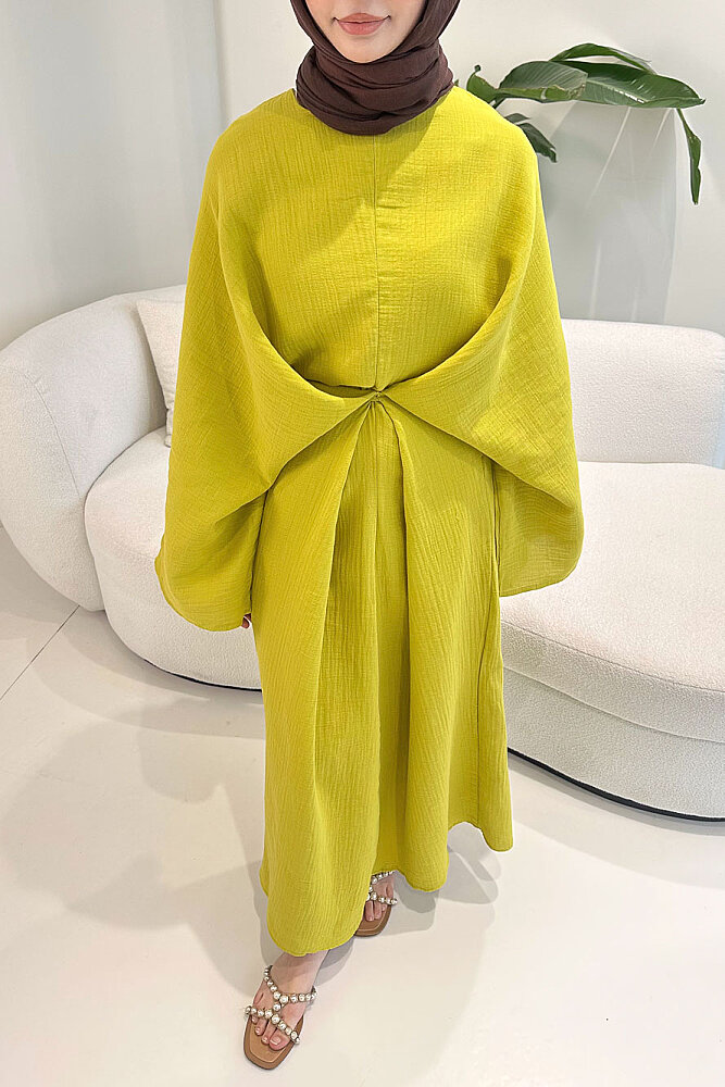 Arya Çapraz Biyeli Elbise - Yağ Yeşili - 2