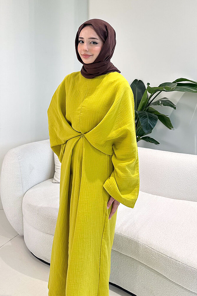 Arya Çapraz Biyeli Elbise - Yağ Yeşili - ENMA (2)