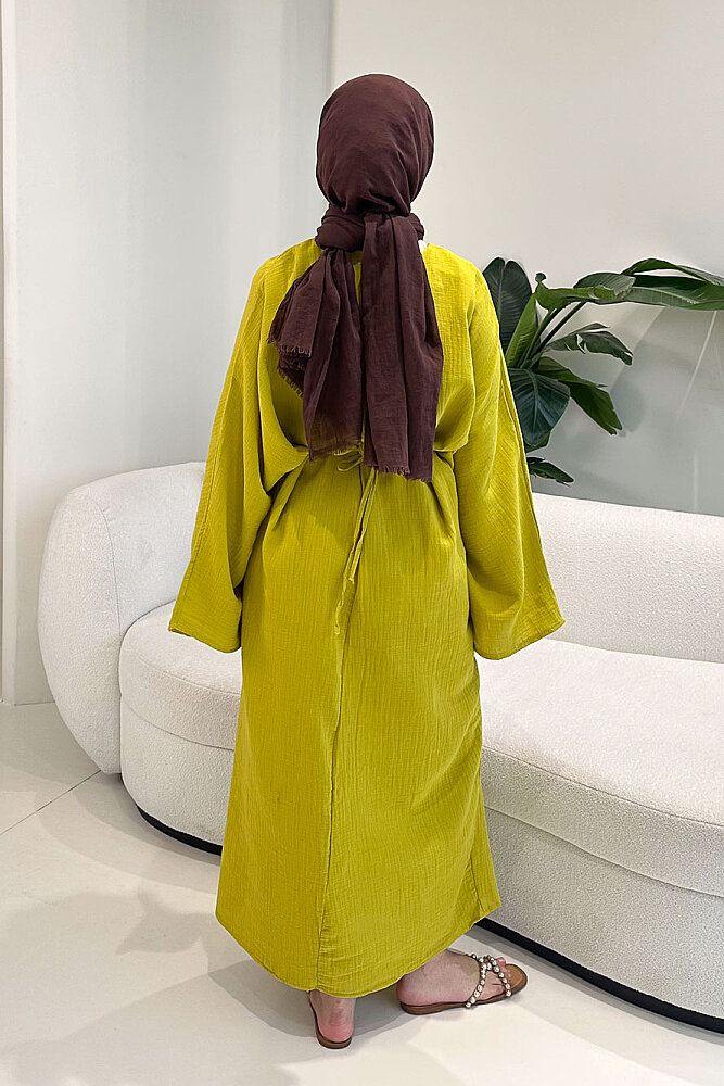 Arya Çapraz Biyeli Elbise - Yağ Yeşili - ENMA (5)