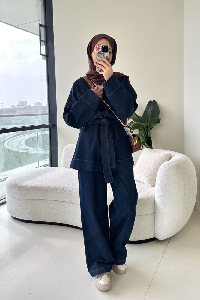 Arya Kemerli Cepli Kot Takım - Lacivert - 2