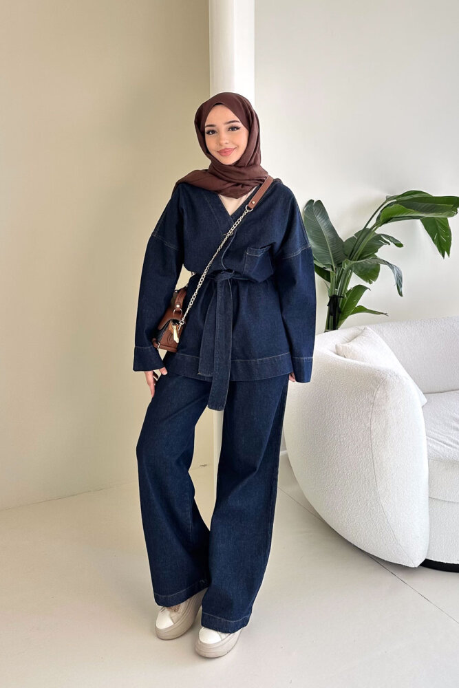 Arya Kemerli Cepli Kot Takım - Lacivert - 1