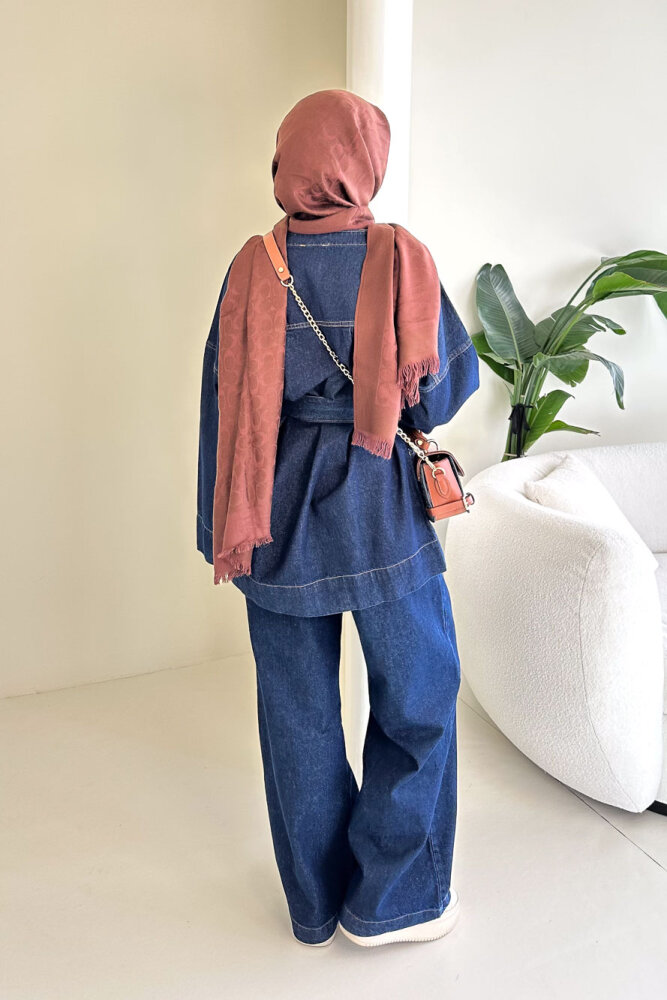 Arya Kemerli Cepli Kot Takım - Lacivert - 8