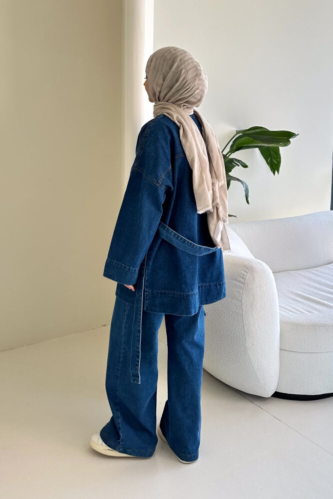 Arya Kemerli Cepli Kot Takım - Mavi - 8