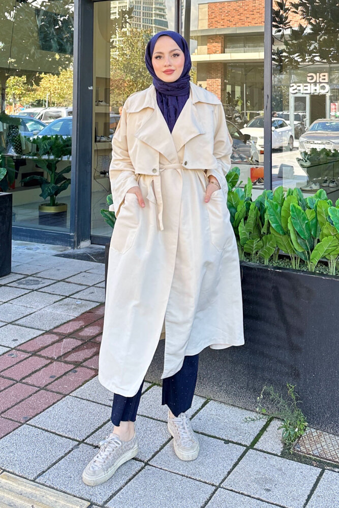 Ash Apoletli Trençkot - Bej - ALLMİSS (1)