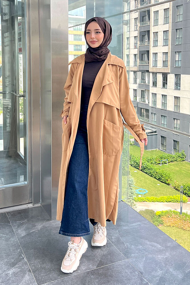 Ash Apoletli Trençkot - Camel - ALLMİSS (1)