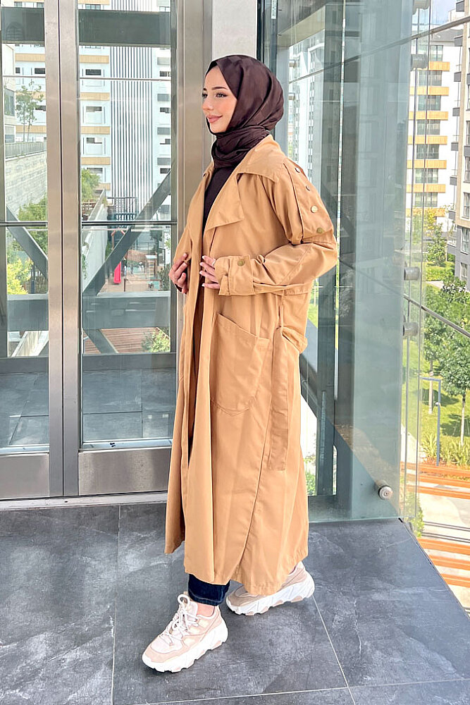 Ash Apoletli Trençkot - Camel - ALLMİSS (3)