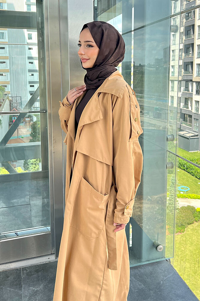 Ash Apoletli Trençkot - Camel - ALLMİSS (5)