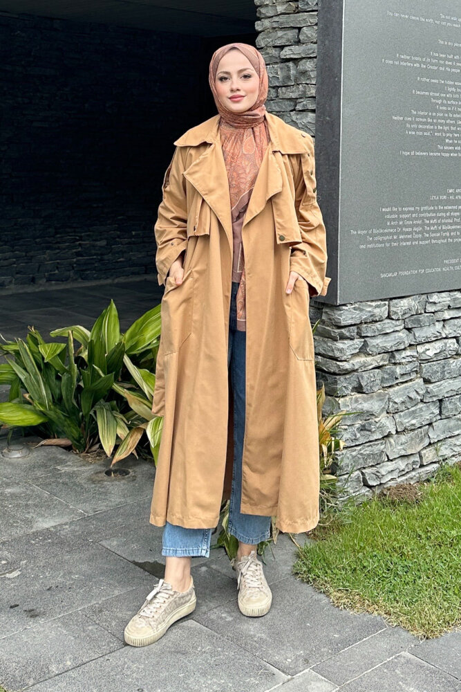 Ash Apoletli Trençkot - Camel - ALLMİSS (1)