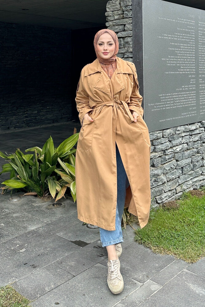 Ash Apoletli Trençkot - Camel - ALLMİSS (5)