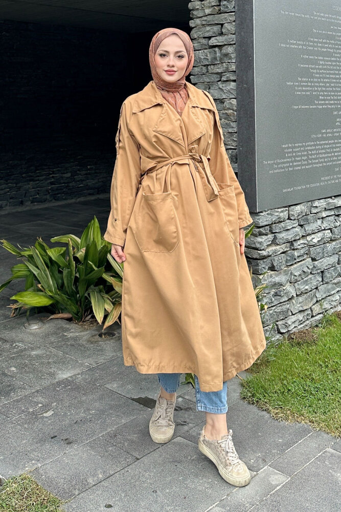 Ash Apoletli Trençkot - Camel - ALLMİSS (3)