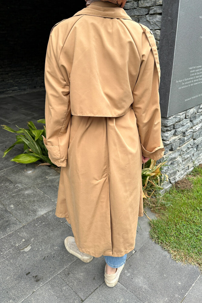 Ash Apoletli Trençkot - Camel - 8