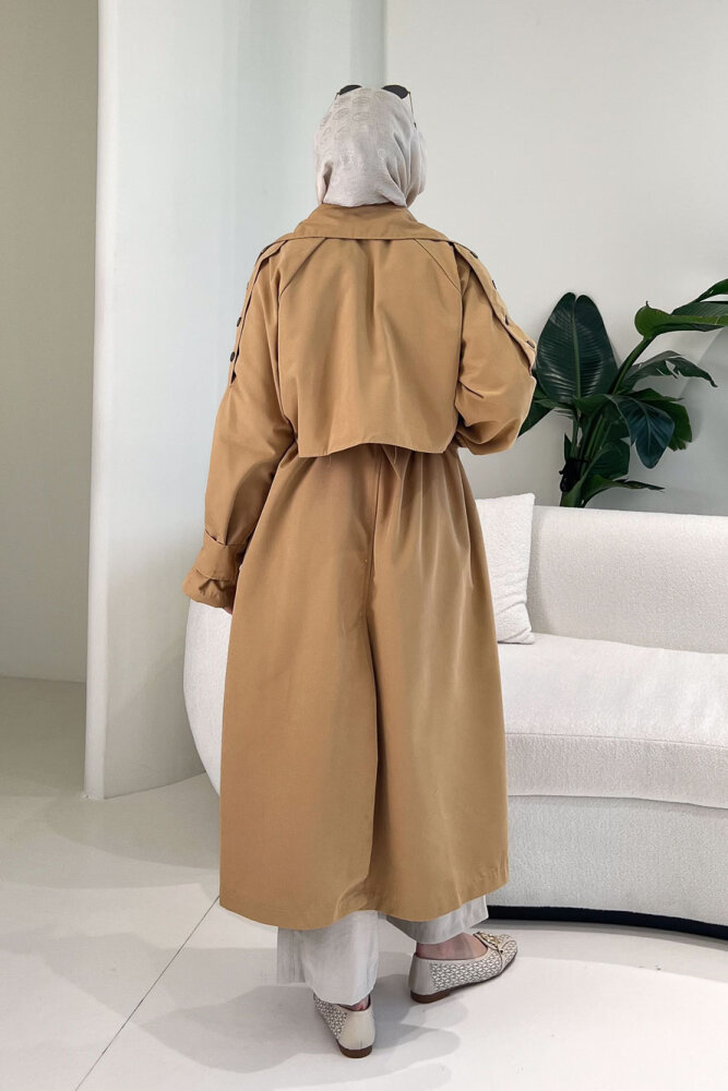 Ash Apoletli Trençkot - Camel - 6