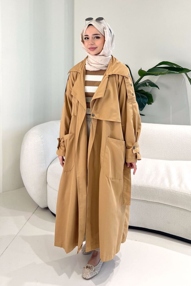 Ash Apoletli Trençkot - Camel - ALLMİSS (4)