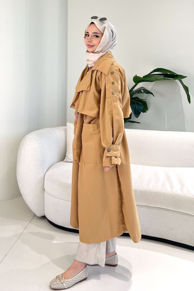 Ash Apoletli Trençkot - Camel - ALLMİSS (1)