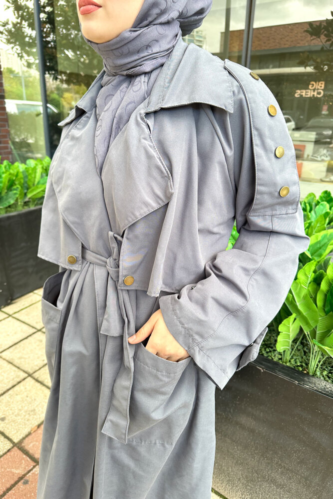 Ash Apoletli Trençkot - İndigo - ALLMİSS (3)