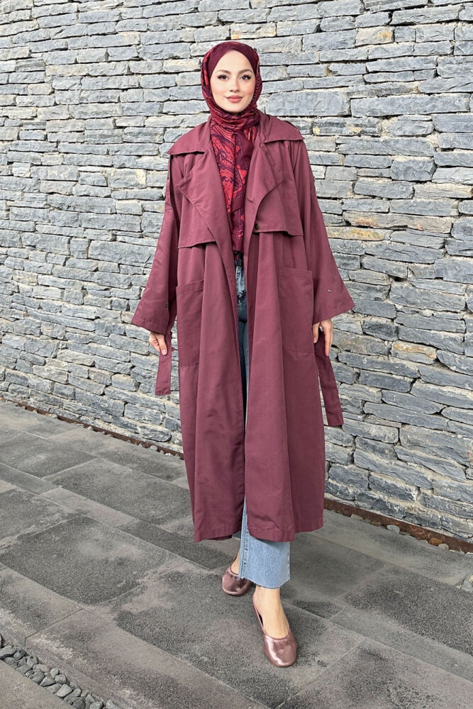 Ash Apoletli Trençkot - Mürdüm - ALLMİSS (3)