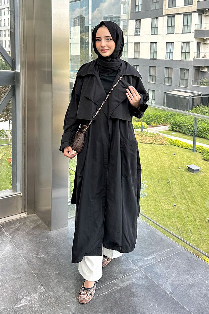 Ash Apoletli Trençkot - Siyah - ALLMİSS (3)