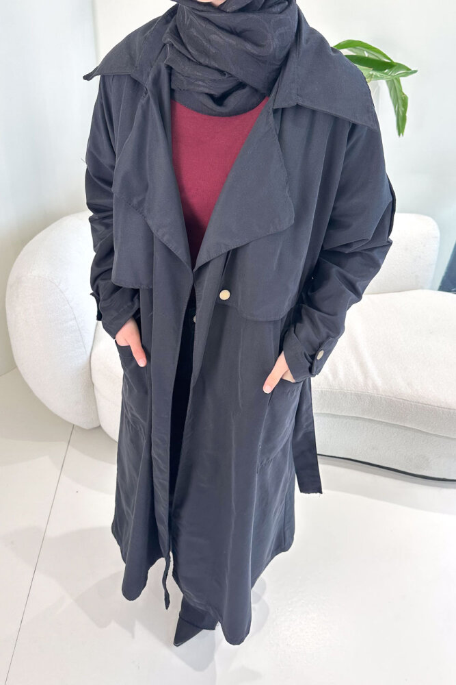 Ash Apoletli Trençkot - Siyah - ALLMİSS (5)