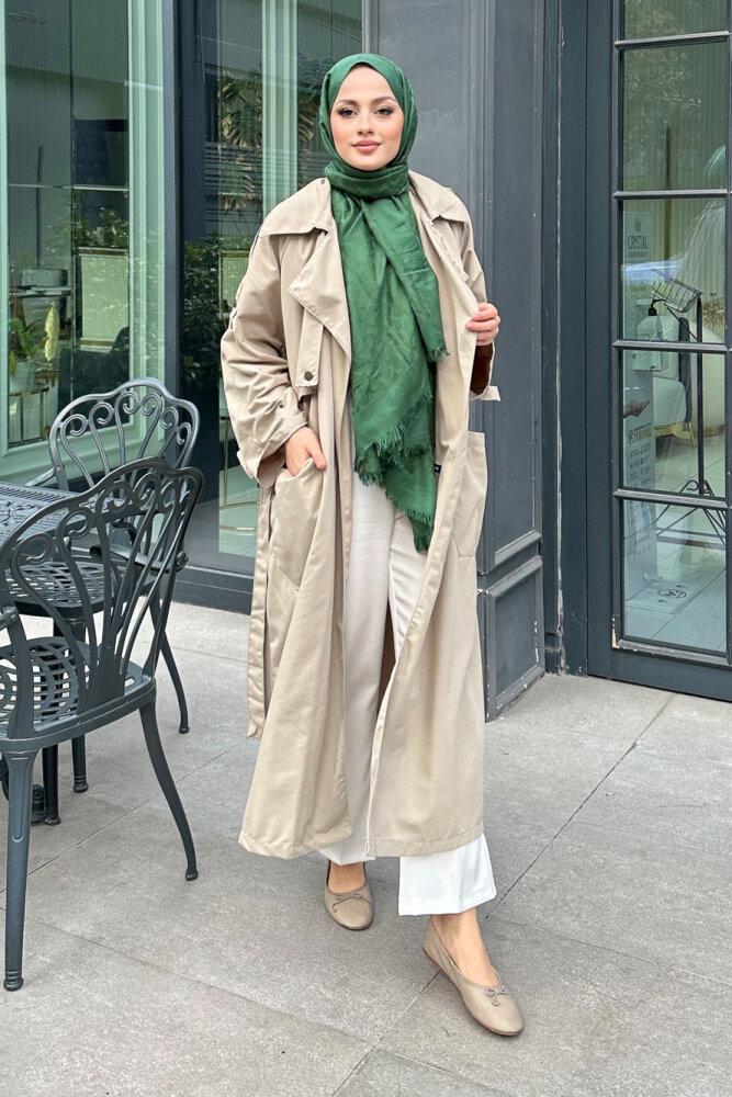 Ash Apoletli Trençkot - Taş Rengi - ALLMİSS (4)