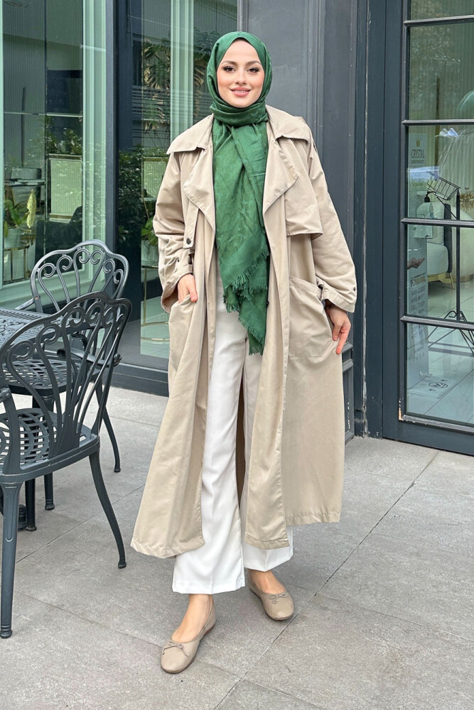 Ash Apoletli Trençkot - Taş Rengi - ALLMİSS (2)