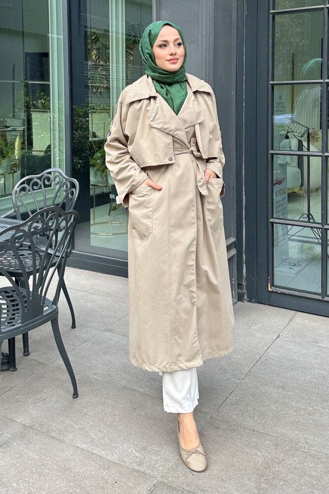 Ash Apoletli Trençkot - Taş Rengi - ALLMİSS (5)