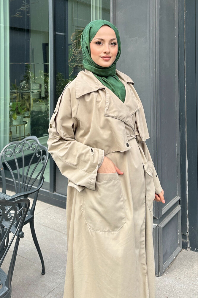 Ash Apoletli Trençkot - Taş Rengi - ALLMİSS (1)