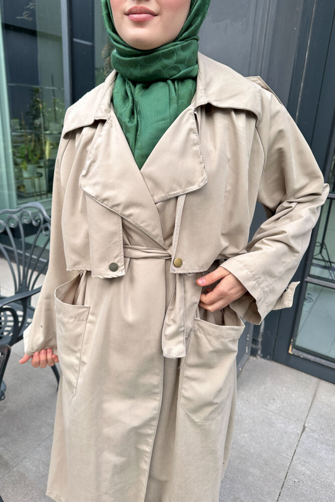 Ash Apoletli Trençkot - Taş Rengi - ALLMİSS (3)