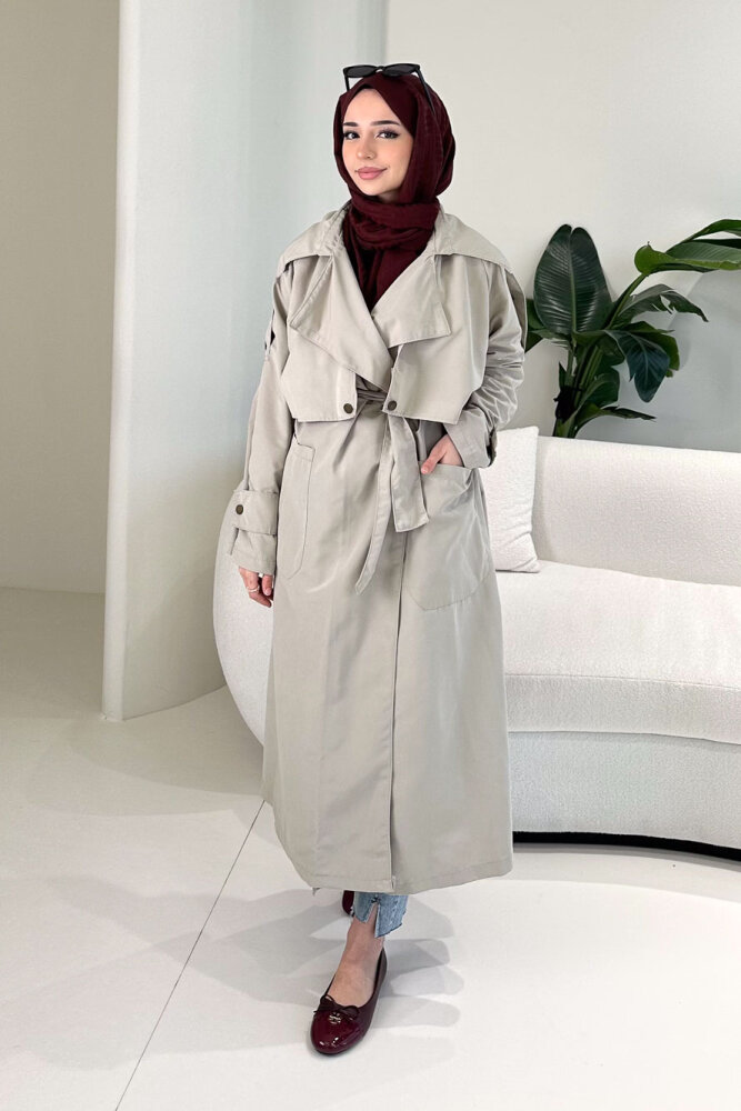 Ash Apoletli Trençkot - Taş Rengi - ALLMİSS (0)