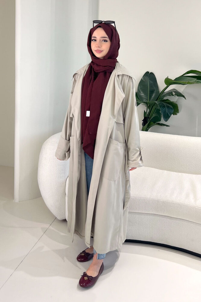 Ash Apoletli Trençkot - Taş Rengi - ALLMİSS (2)