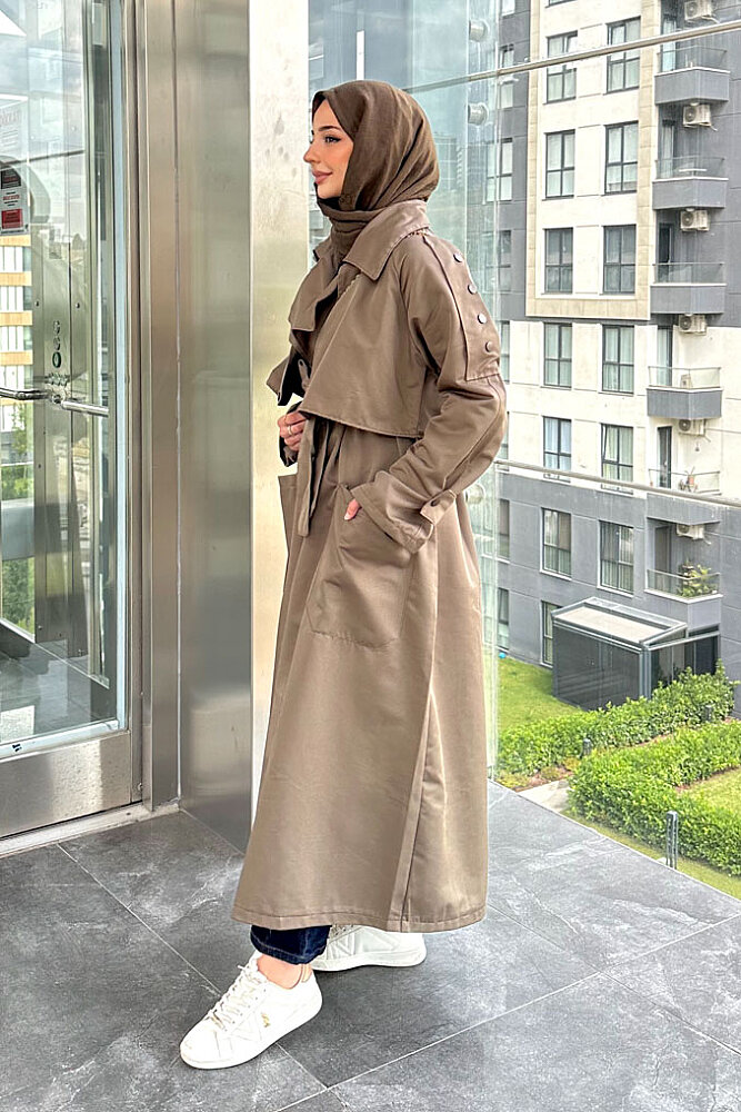 Ash Apoletli Trençkot - Toprak - 3