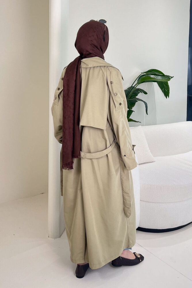 Ash Apoletli Trençkot - Yağ Yeşili - ALLMİSS (4)