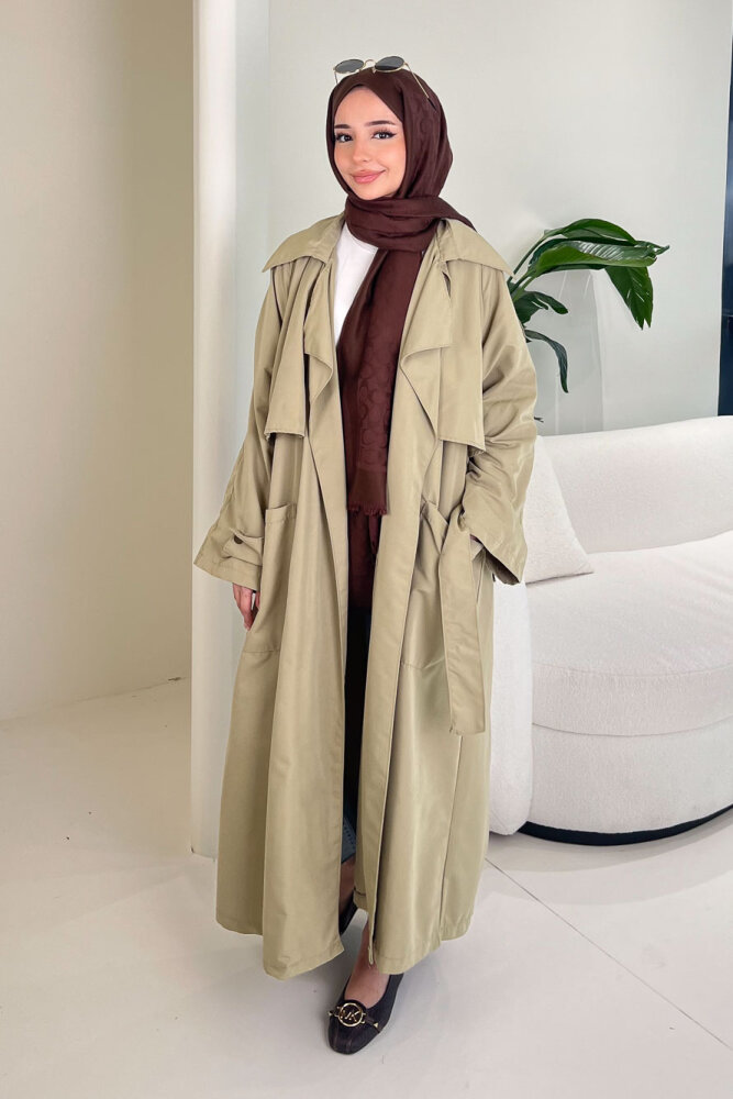 Ash Apoletli Trençkot - Yağ Yeşili - ALLMİSS (5)