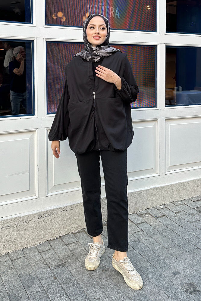 Astarlı Cepli Gabardin Yelek - Siyah - ENMA (1)