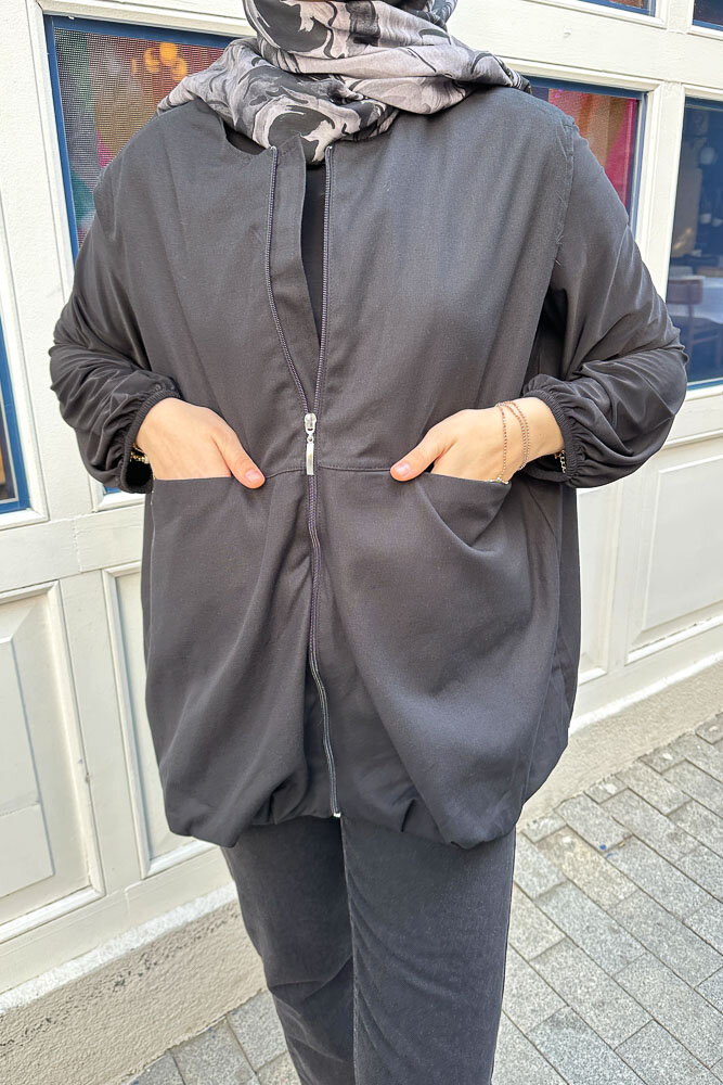 Astarlı Cepli Gabardin Yelek - Siyah - ENMA (5)